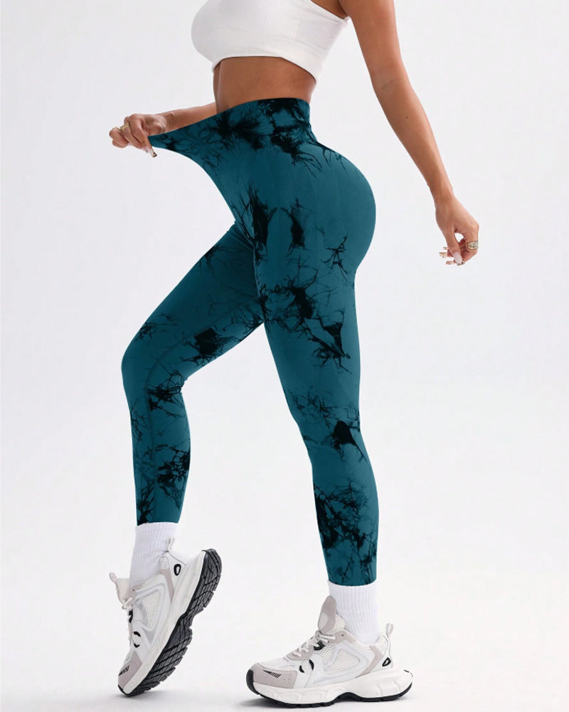 AURE - Tie-Dye Sportleggings mit Breitem Bund