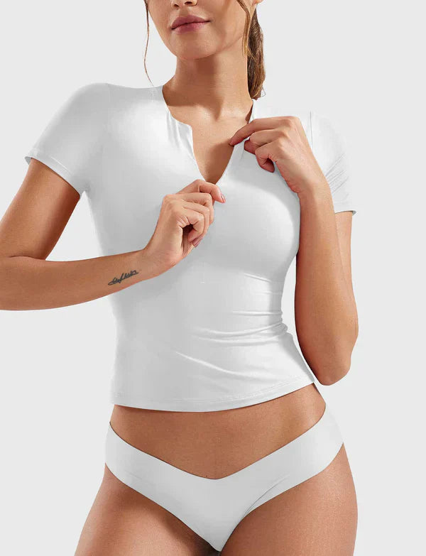 NYRA - Crop Top mit Reißverschluss -  Weiß