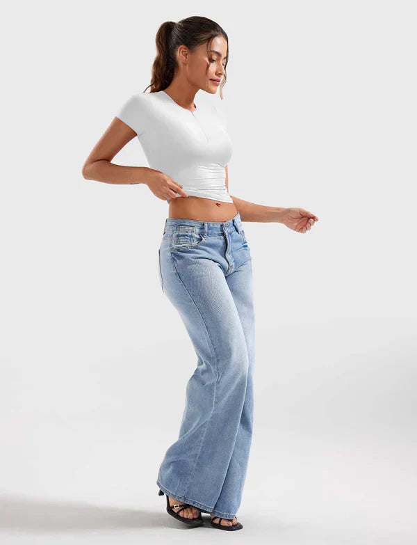 NYRA - Crop Top mit Reißverschluss -  Weiß