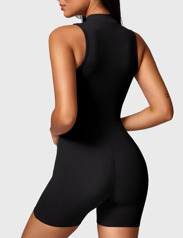 ÉVA - Ärmelloser Romper mit Reißverschluss - Schwarz
